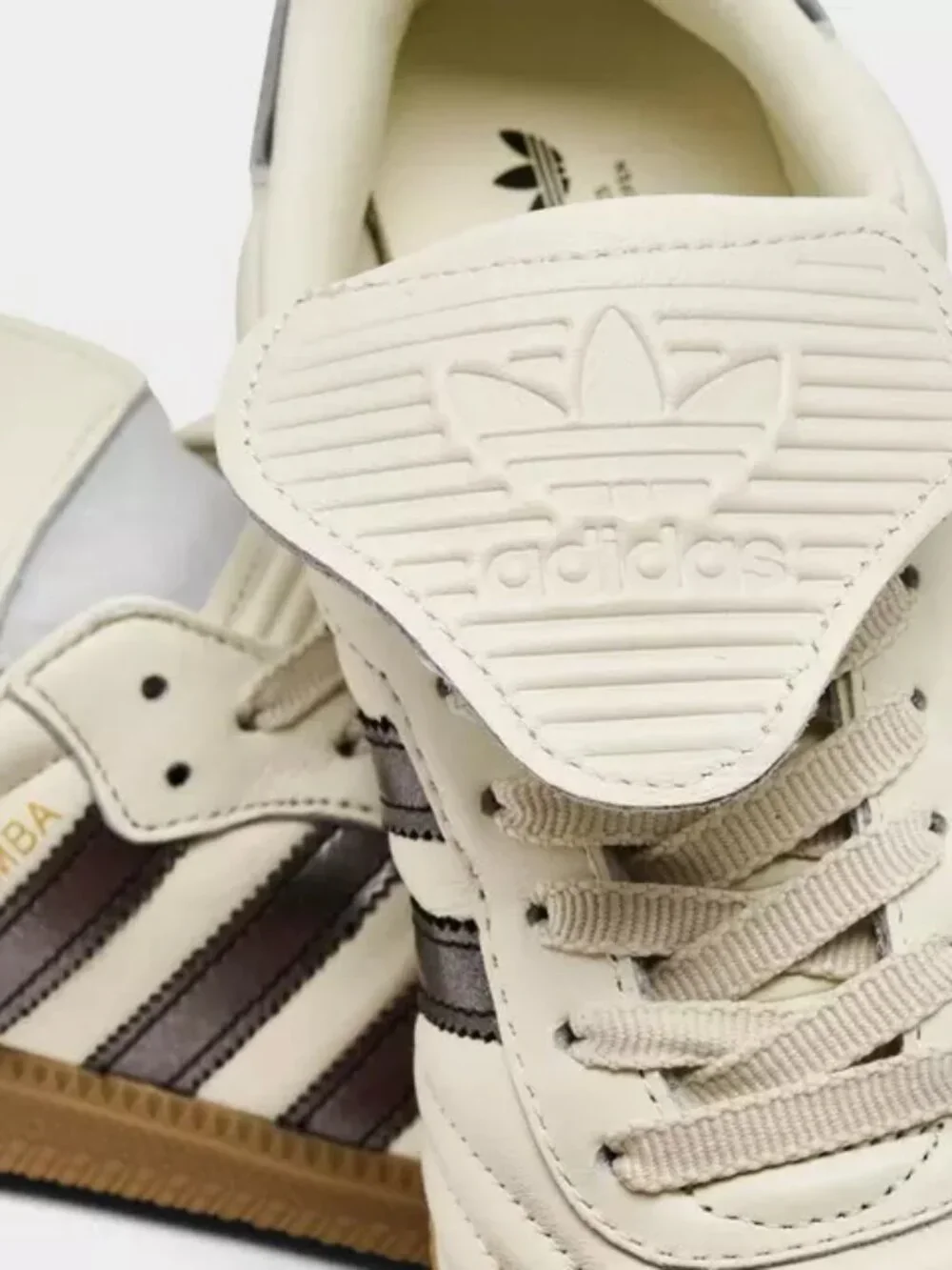 Women's Adidas Originals Samba Long Tongue Shoes - Cream White Black Gum JP6143 - Picture 11 of 14